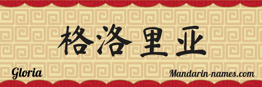 The name Gloria in chinese characters
