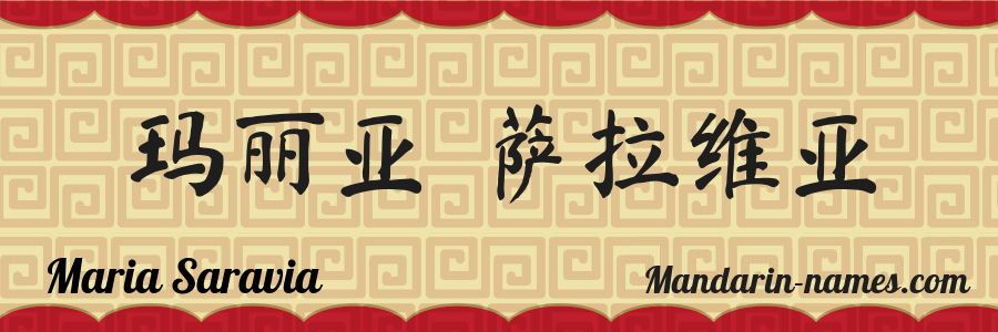 The name Maria Saravia in chinese characters